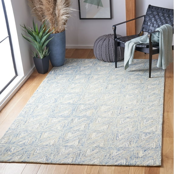 SAFAVIEH Abstract Albine Zig-Zag Area Rug, Blue/Beige, 6' x 6' Square