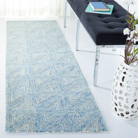 SAFAVIEH Abstract Albine Zig-Zag Runner Rug, Blue/Beige, 2'3" x 8'