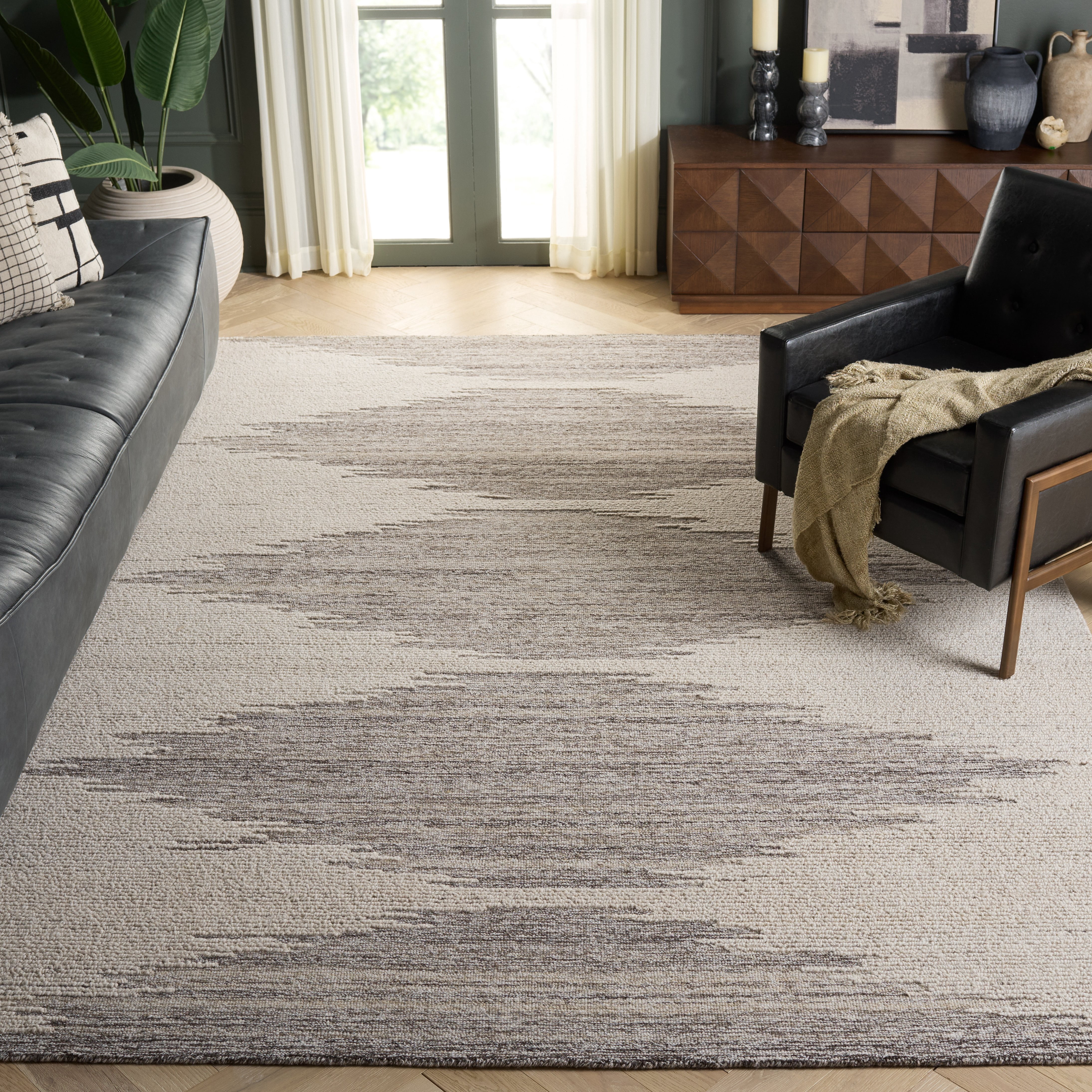 SAFAVIEH Abstract Aldous Abstract Area Rug, Brown/Ivory, 9' x 12'