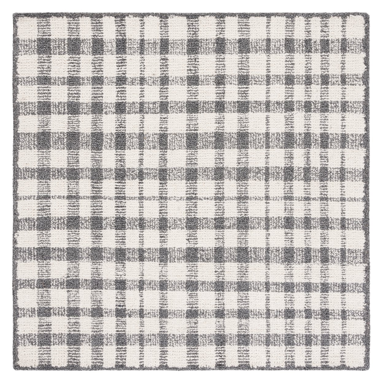 Ivory Abstract Tufted Wool Blend 6' Square Area Rug