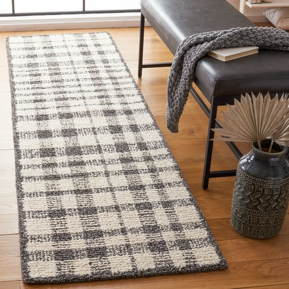 SAFAVIEH Abstract Aleta Trellis Runner Rug, Ivory/Black, 2'3" x 8'