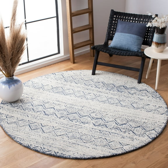 SAFAVIEH Abstract Alexandrena Southwestern Area Rug, Blue/Ivory, 6' x 6' Round
