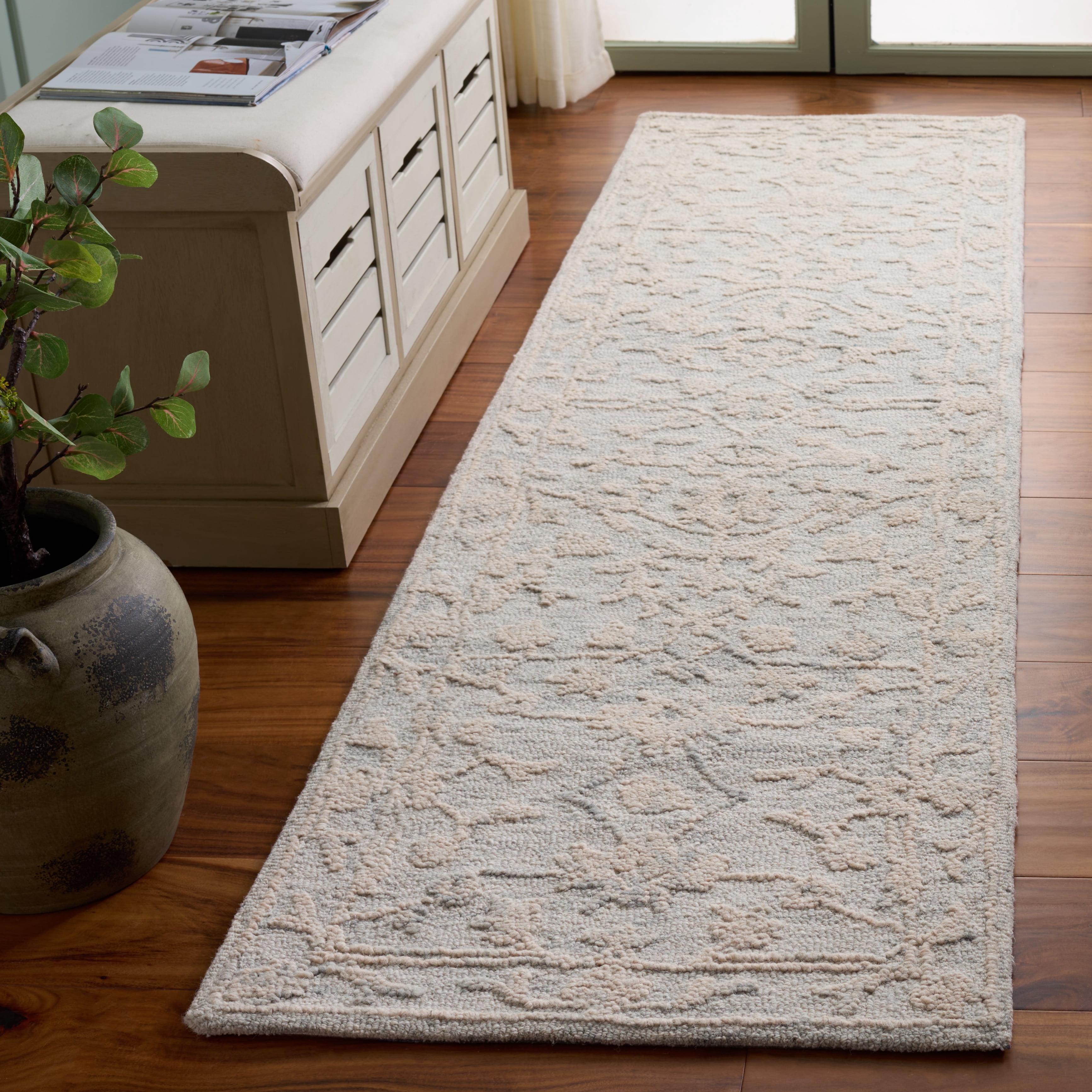 SAFAVIEH Abstract Alison Oriental Runner Rug, Light Gray/Ivory, 2'3" x 8'