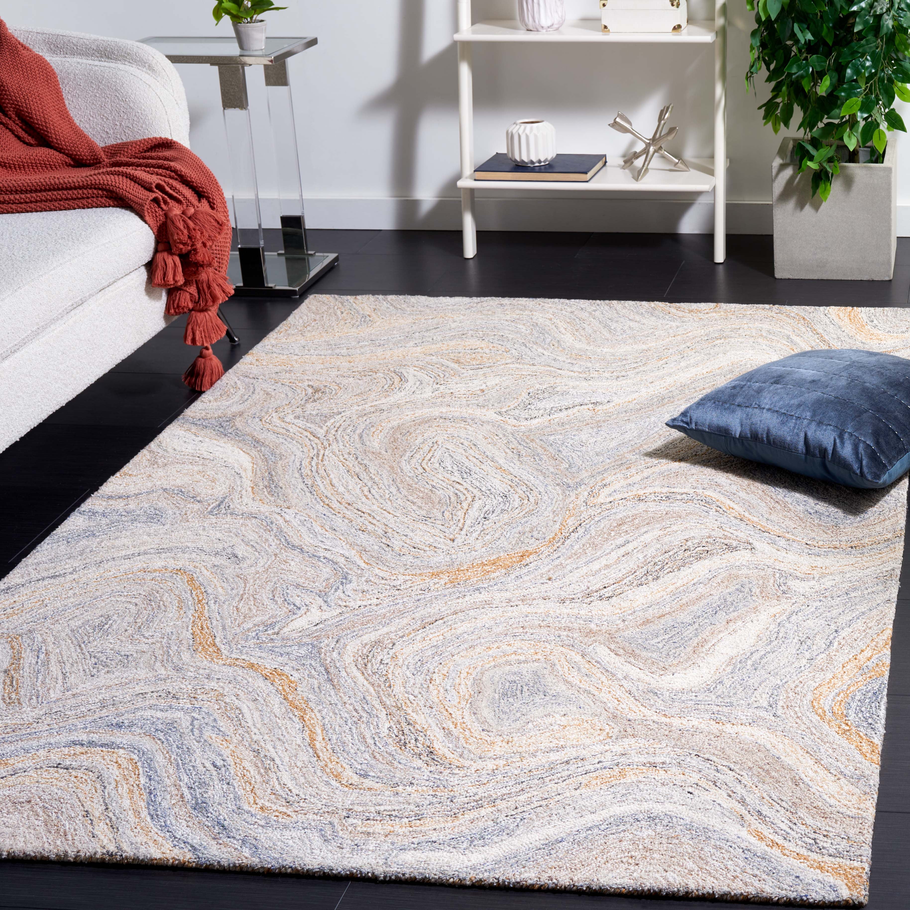 SAFAVIEH Abstract Allure Corina Swirl Area Rug, Gray/Brown, 3' x 5'