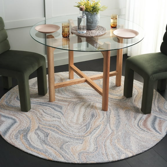 SAFAVIEH Abstract Allure Corina Swirl Area Rug, Gray/Brown, 6' x 6' Round