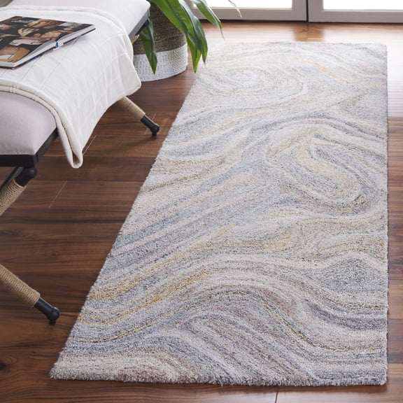 SAFAVIEH Abstract Allure Corina Swirl Runner Rug, Gray/Brown, 2'3" x 8'