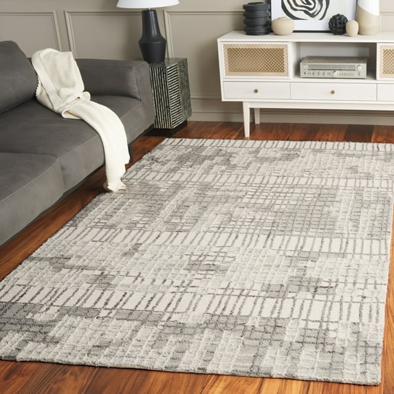 SAFAVIEH Abstract Alton Geometric Area Rug, Ivory/Dark Gray, 4' x 6'