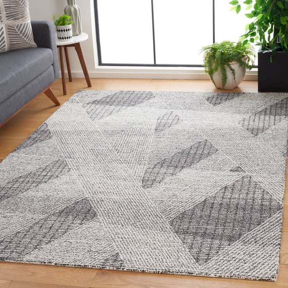 SAFAVIEH Abstract Amina Striped Geometric Area Rug, Ivory/Charcoal, 3' x 5'