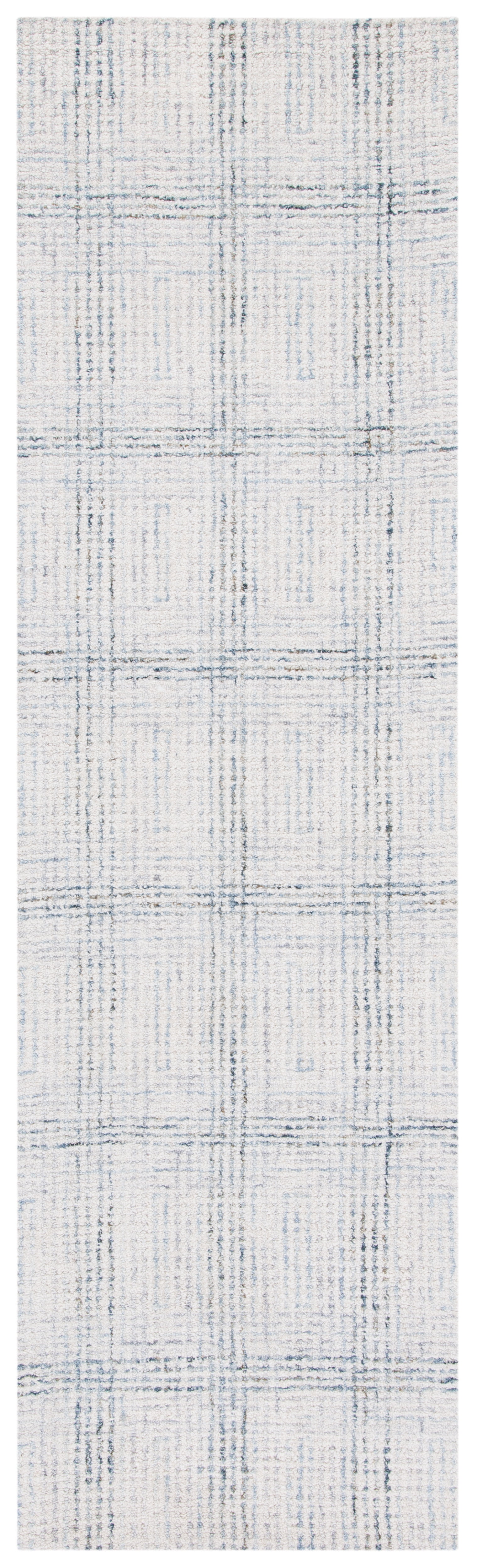 Ivory and Gold Handmade Abstract Wool Runner Rug