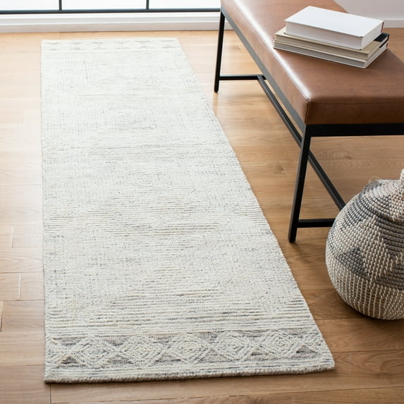 SAFAVIEH Abstract Augustine Geometric Wool Runner Rug, Ivory/Gray, 2'3" x 6'
