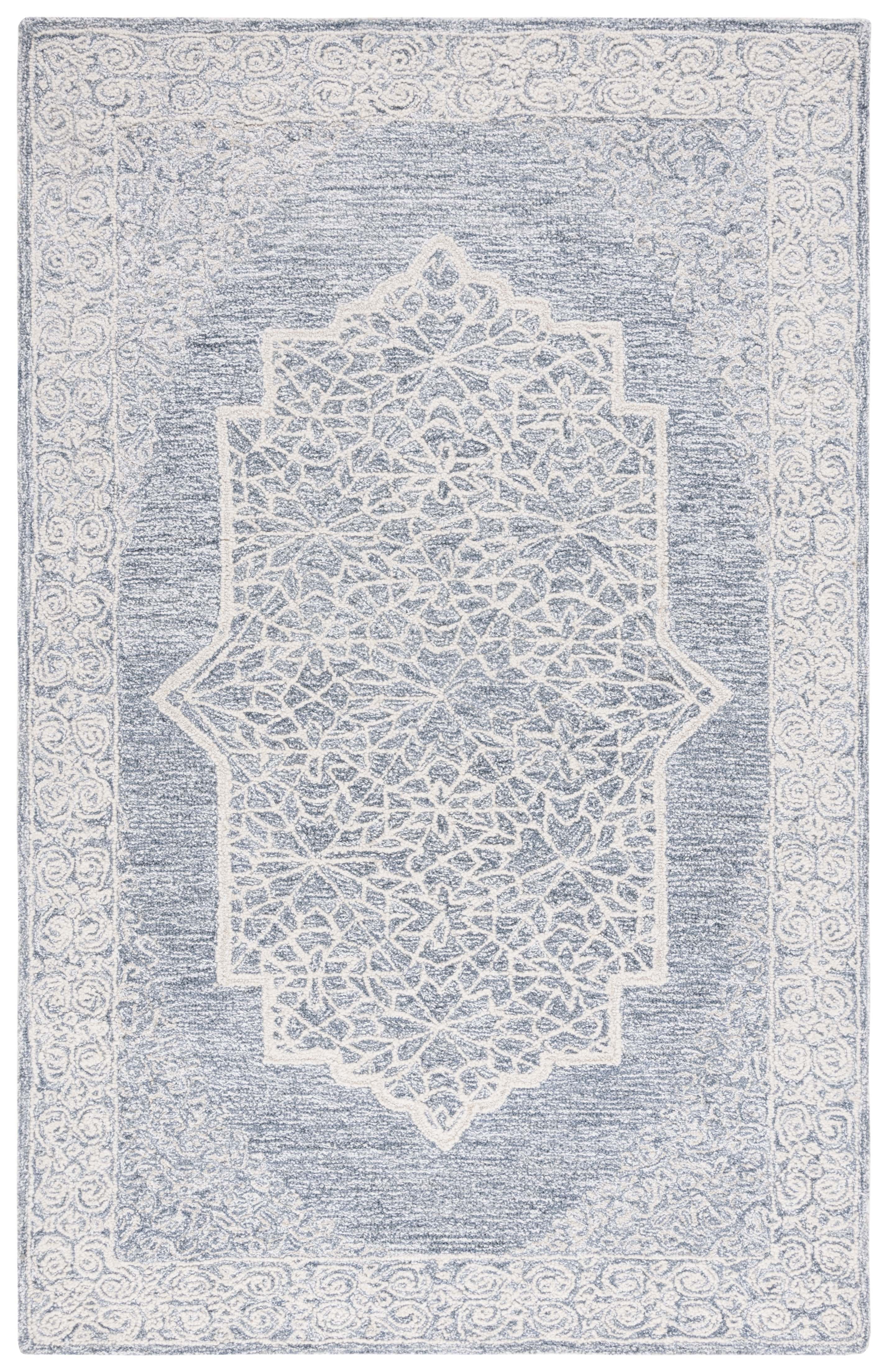 Handmade Blue Wool Abstract Tufted 3' x 5' Area Rug