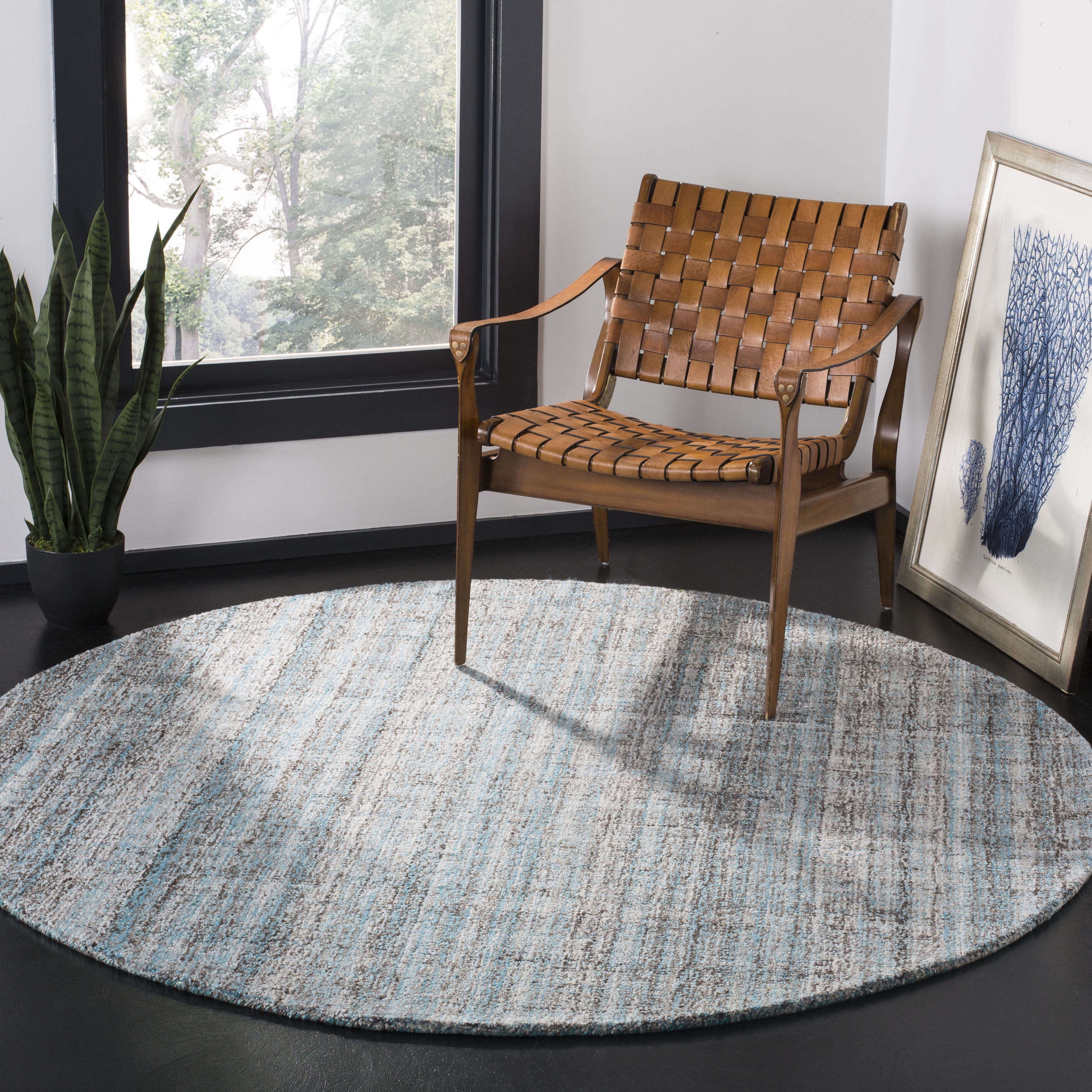 Safavieh Abstract Bailey Striped Area Rug, Blue/Multi, 6' x 6' Round