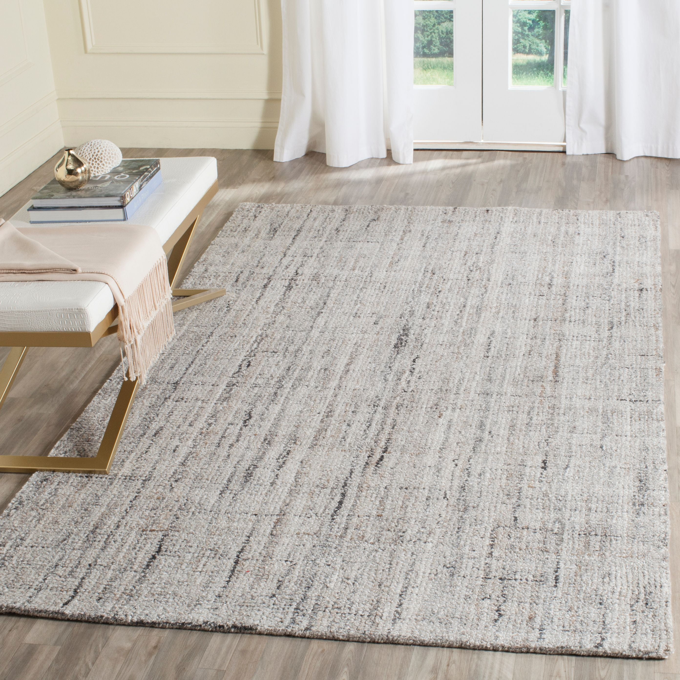 Camel & Black Abstract Tufted Wool-Blend 5' x 8' Area Rug