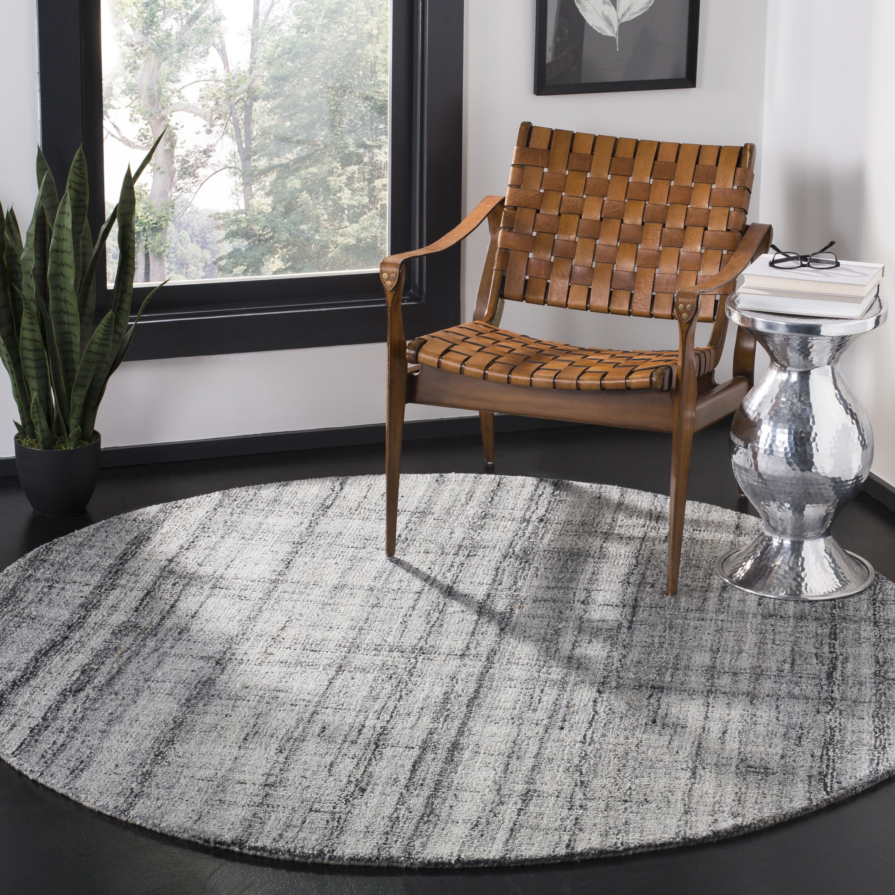 Safavieh Abstract Bailey Striped Area Rug, Gray/Black, 8' x 8' Round