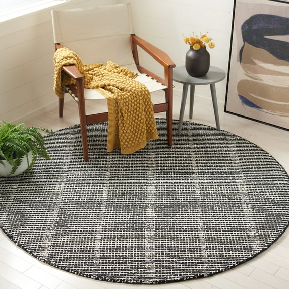 SAFAVIEH Abstract Becky Trellis Area Rug, Black/Ivory, 4' x 4' Round