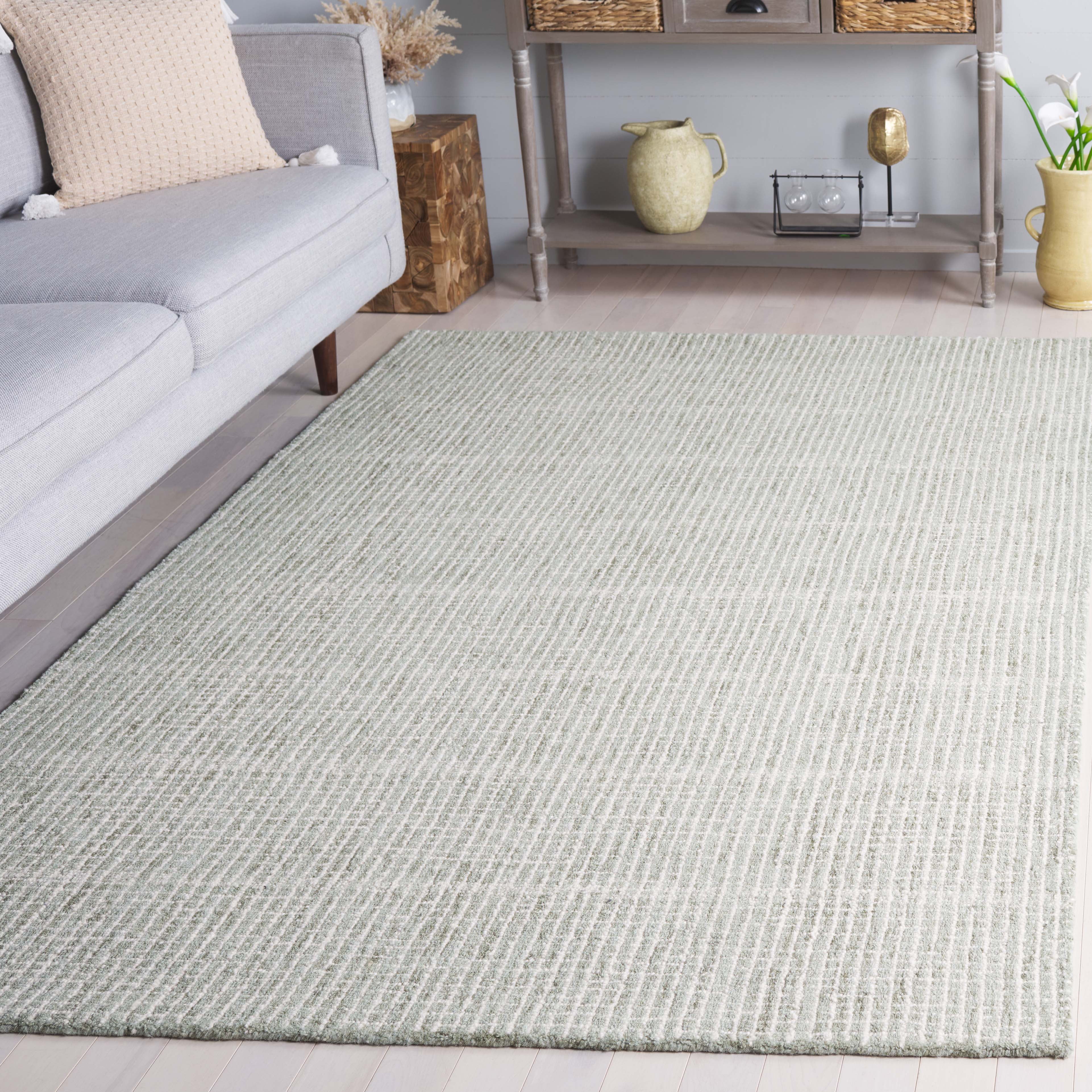 SAFAVIEH Abstract Becky Trellis Area Rug, Sage/Ivory, 6' x 6' Square