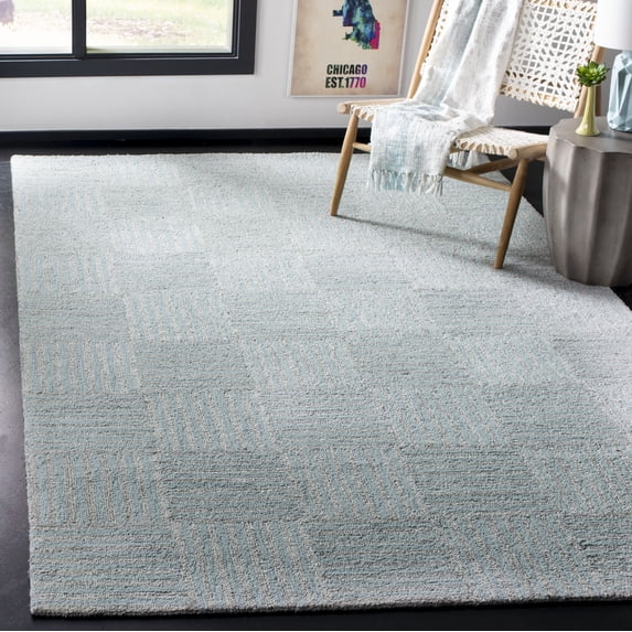 SAFAVIEH Abstract Benedict Geometric Area Rug, Blue/Gray, 6' x 6' Square