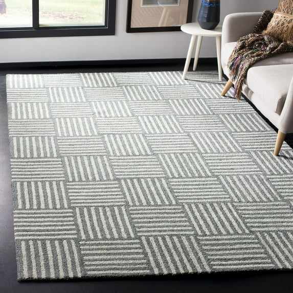 SAFAVIEH Abstract Benedict Geometric Area Rug, Ivory/Dark Gray, 5' x 8'