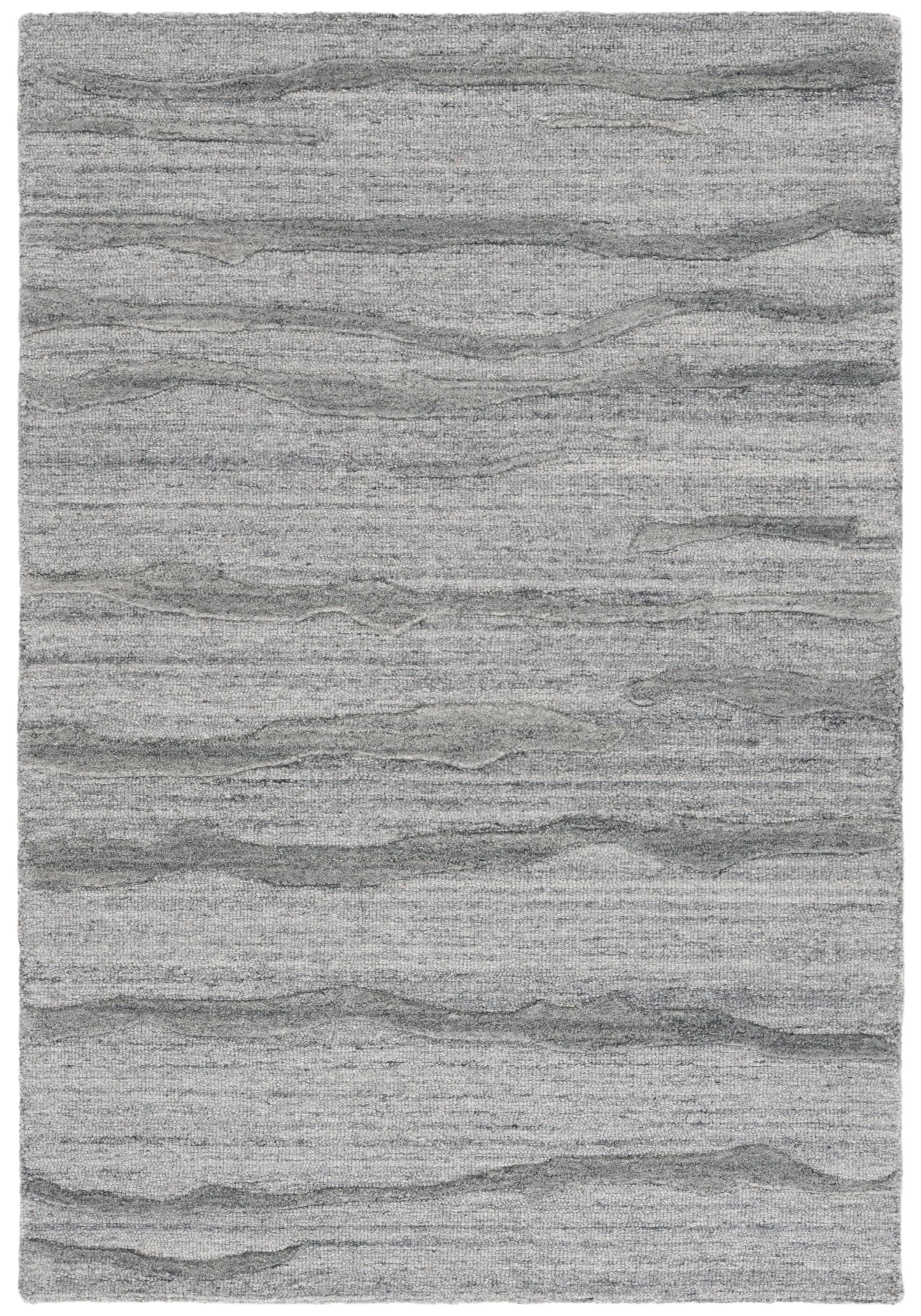 Gray Abstract Handmade Tufted Wool 4' x 6' Rug