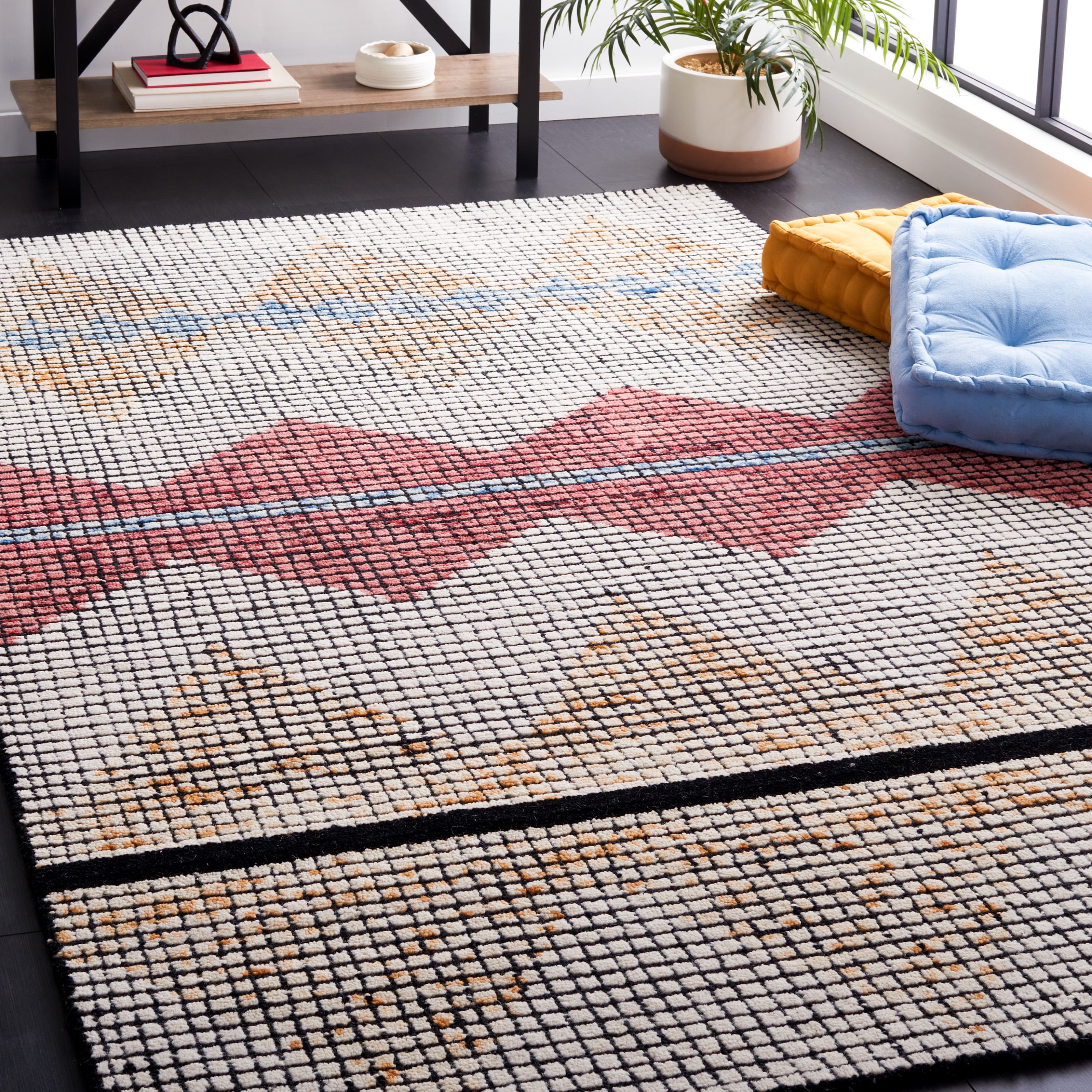SAFAVIEH Abstract Bosworth Southwestern Area Rug, Ivory/Gold, 6' x 6' Square