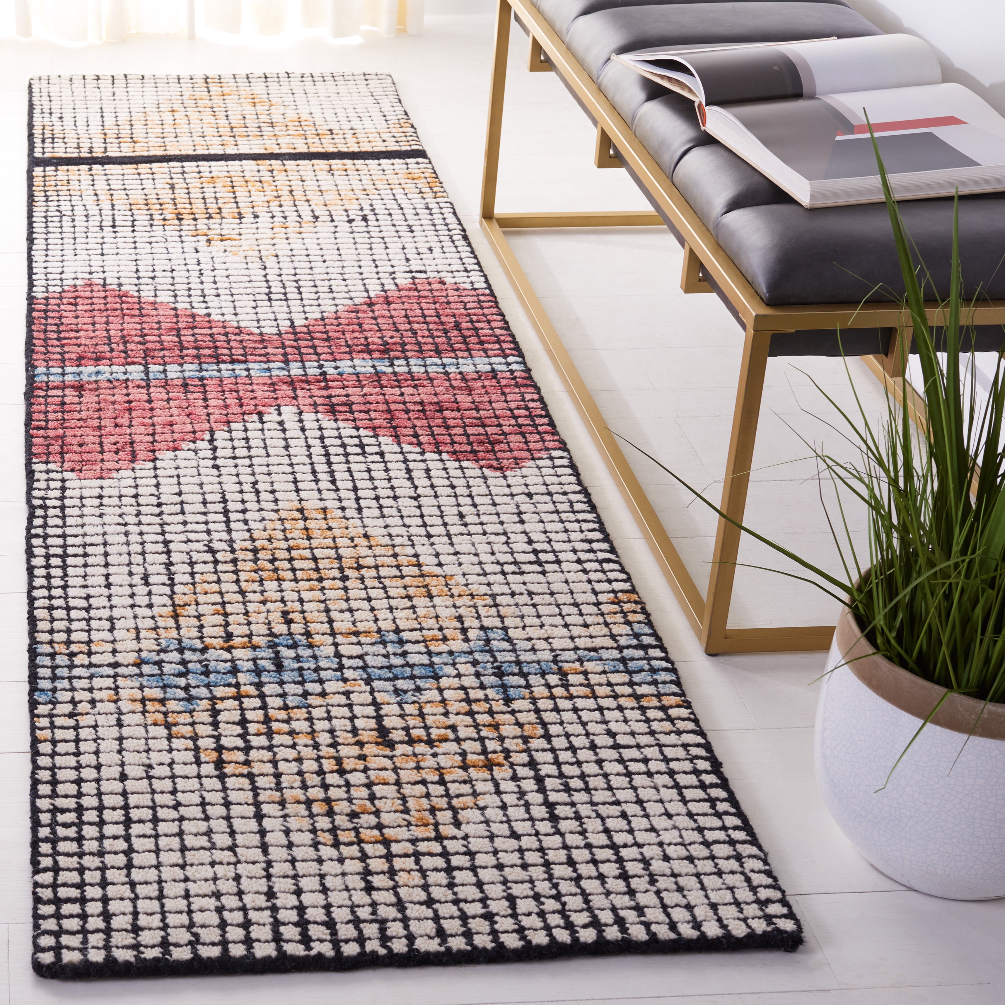 SAFAVIEH Abstract Bosworth Southwestern Runner Rug, Ivory/Gold, 2'3" x 8'