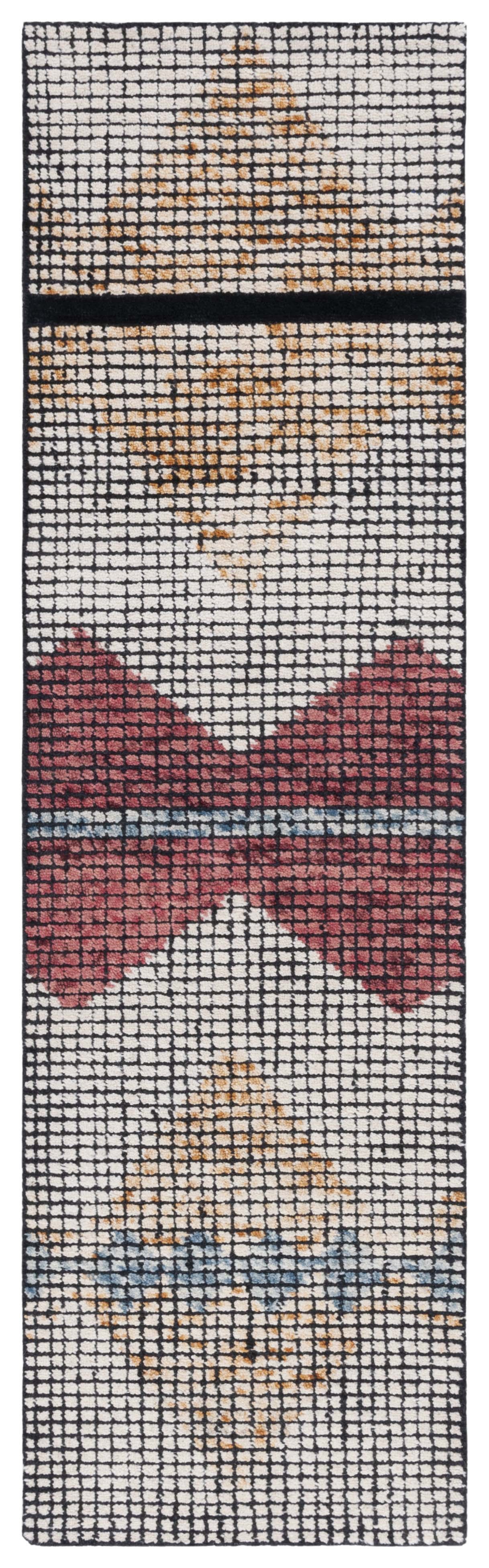 Ivory and Gold Abstract Hand-Tufted Wool Runner Rug