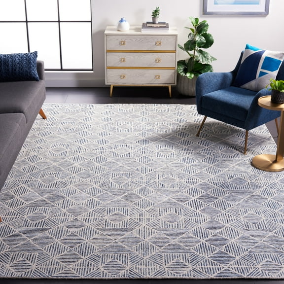 SAFAVIEH Abstract Brock Geometric Area Rug, Blue/Ivory, 8' x 10'