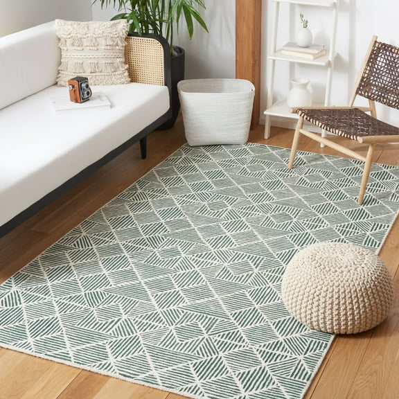 SAFAVIEH Abstract Brock Geometric Area Rug, Dark Green/Ivory, 6' x 6' Square