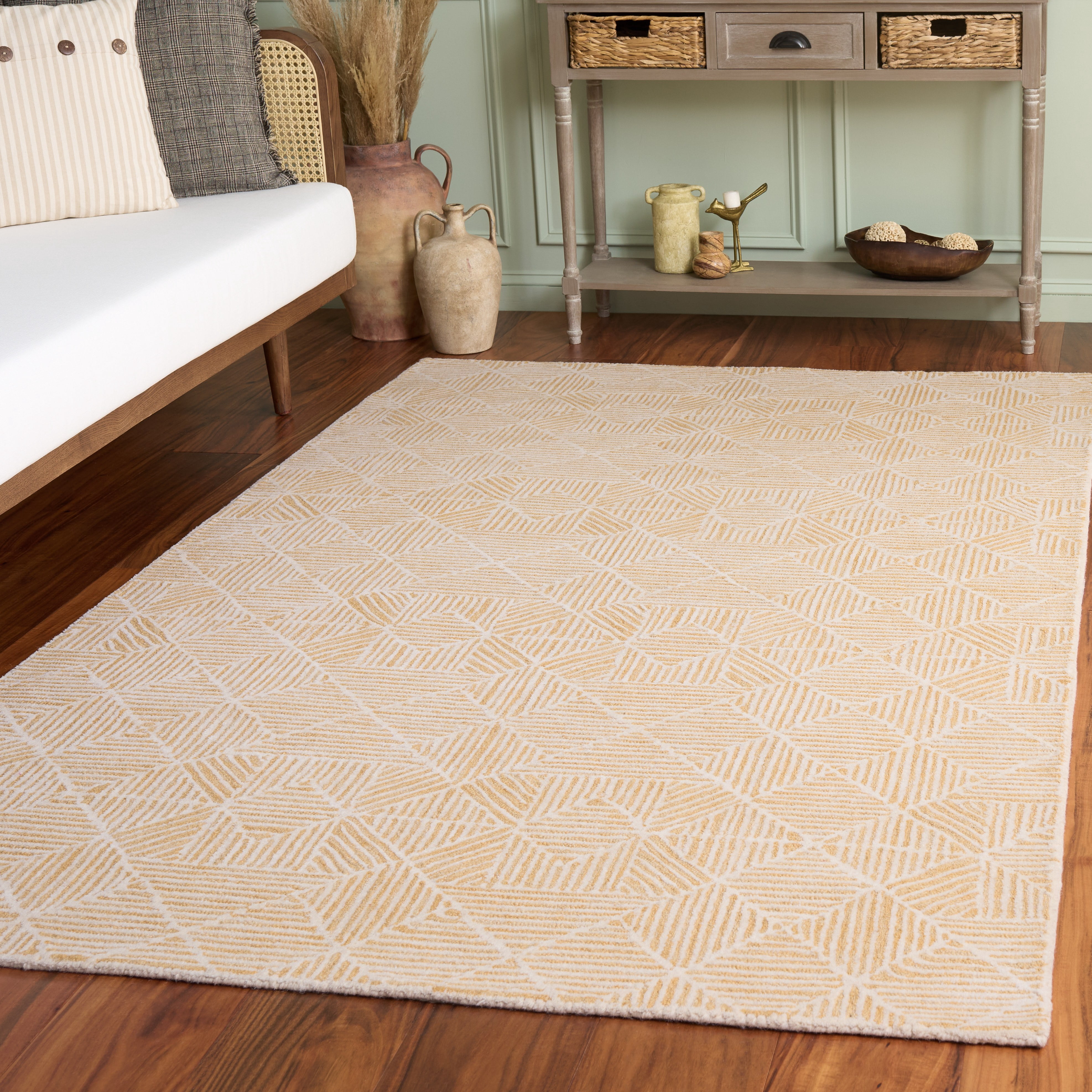 SAFAVIEH Abstract Brock Geometric Area Rug, Gold/Ivory, 4' x 6'