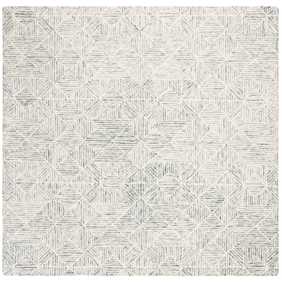 SAFAVIEH Abstract Brock Geometric Area Rug, Green/Ivory, 4' x 4' Square