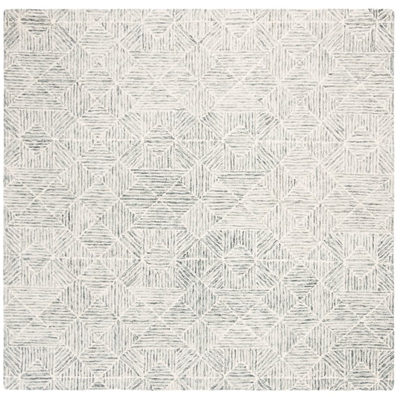SAFAVIEH Abstract Brock Geometric Area Rug, Green/Ivory, 4' x 4' Square