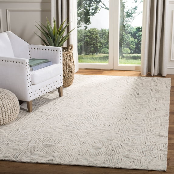 SAFAVIEH Abstract Brock Geometric Area Rug, Ivory/Light Blue, 4' x 6'