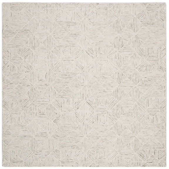 SAFAVIEH Abstract Brock Geometric Area Rug, Ivory/Light Blue, 8' x 8' Square