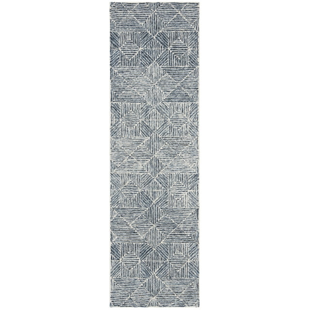 SAFAVIEH Abstract Brock Geometric Runner Rug, Blue/Ivory, 2'3" x 20'