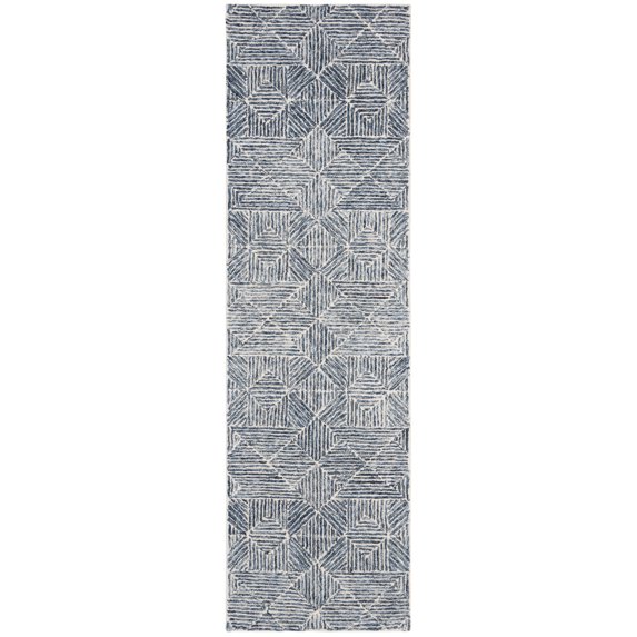 SAFAVIEH Abstract Brock Geometric Runner Rug, Blue/Ivory, 2'3" x 6'