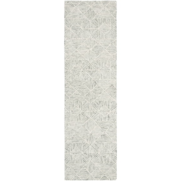 SAFAVIEH Abstract Brock Geometric Runner Rug, Green/Ivory, 2'3" x 12'