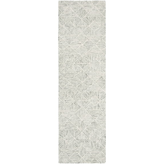 SAFAVIEH Abstract Brock Geometric Runner Rug, Green/Ivory, 2'3" x 20'