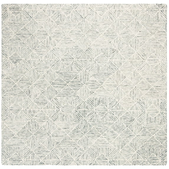 SAFAVIEH Abstract Brock Geometric Wool Area Rug, Light Green, 8' x 8' Square