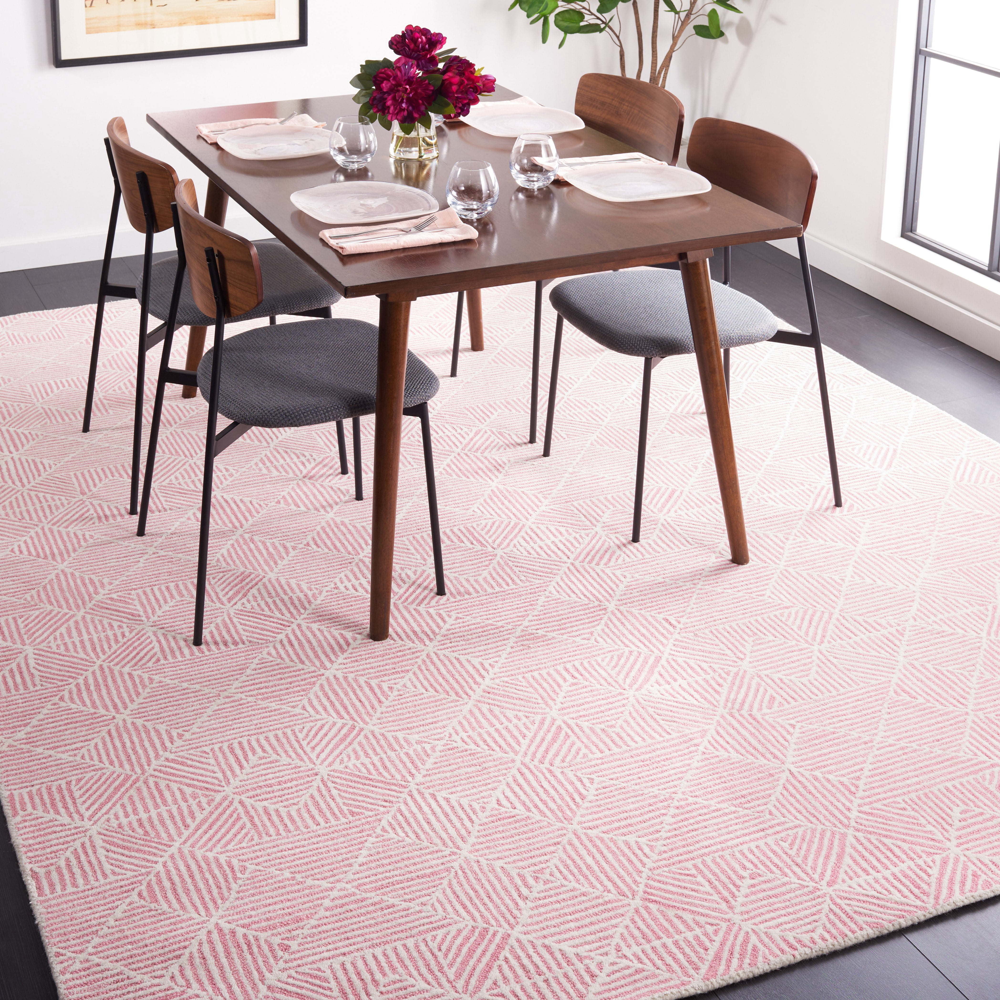 SAFAVIEH Abstract Brock Geometric Area Rug, Pink/Ivory, 8' x 10'