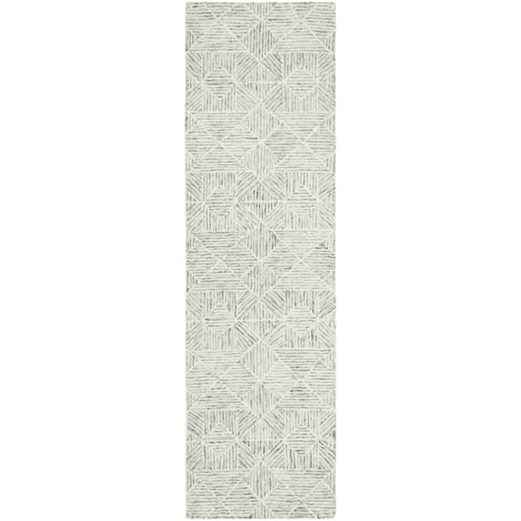 SAFAVIEH Abstract Brock Geometric Wool Runner Rug, Light Green, 2'3" x 18'