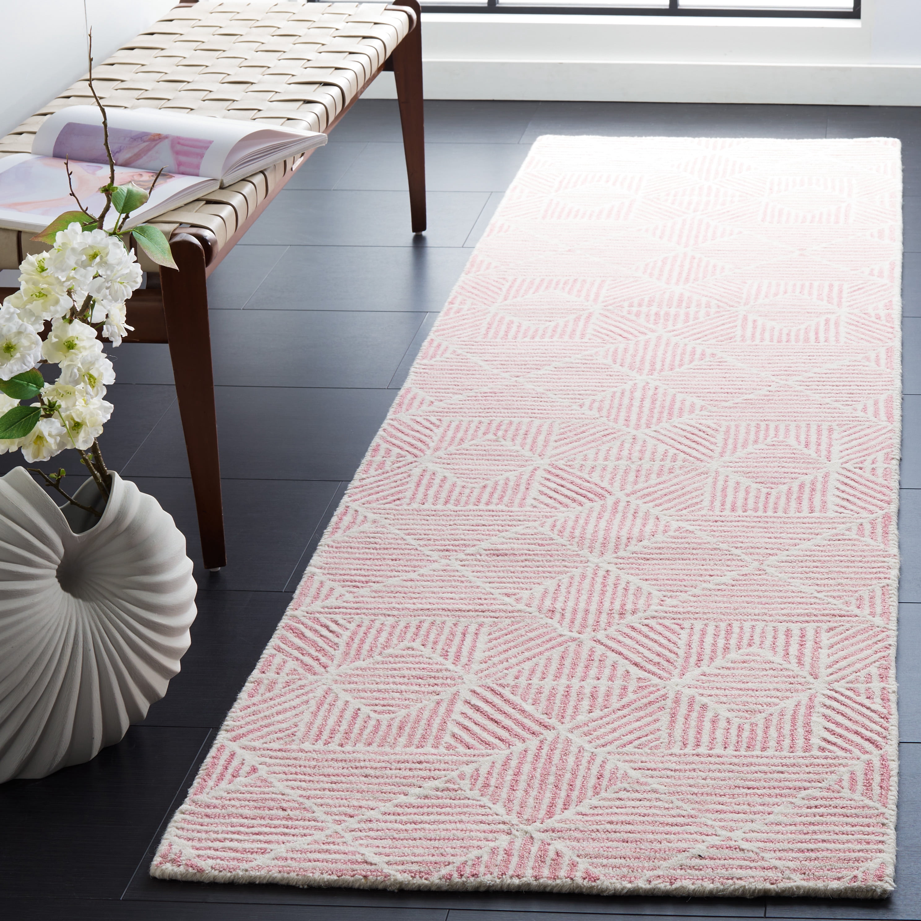 SAFAVIEH Abstract Brock Geometric Runner Rug, Pink/Ivory, 2'3" x 8'