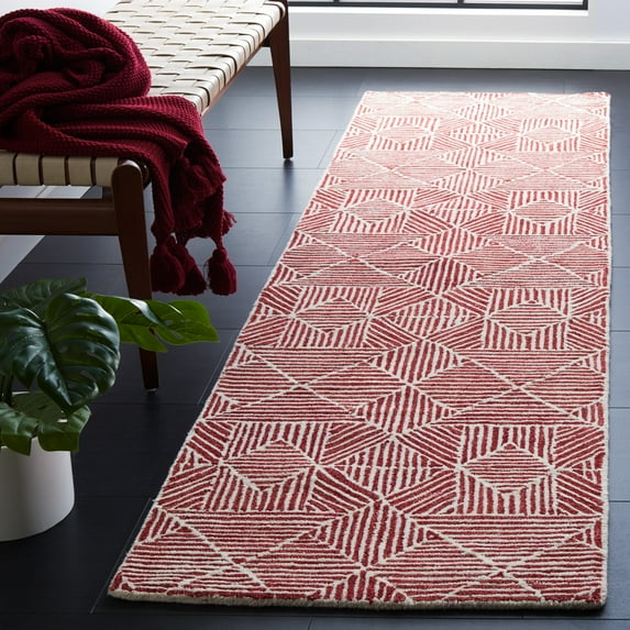 SAFAVIEH Abstract Brock Geometric Runner Rug, Red/Ivory, 2'3" x 8'