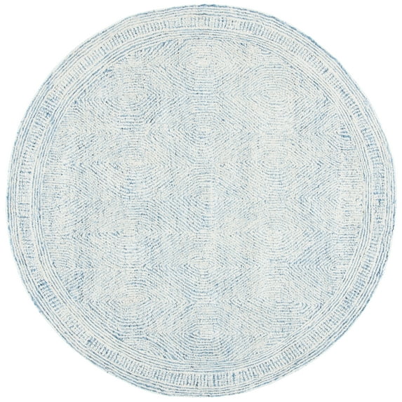 SAFAVIEH Abstract Caelestinus Ogee Wool Area Rug, Ivory/Blue, 10' x 10' Round