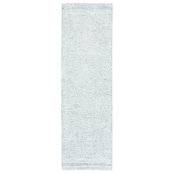 SAFAVIEH Abstract Caelestinus Ogee Wool Runner Rug, Ivory/Blue, 2'3" x 18'