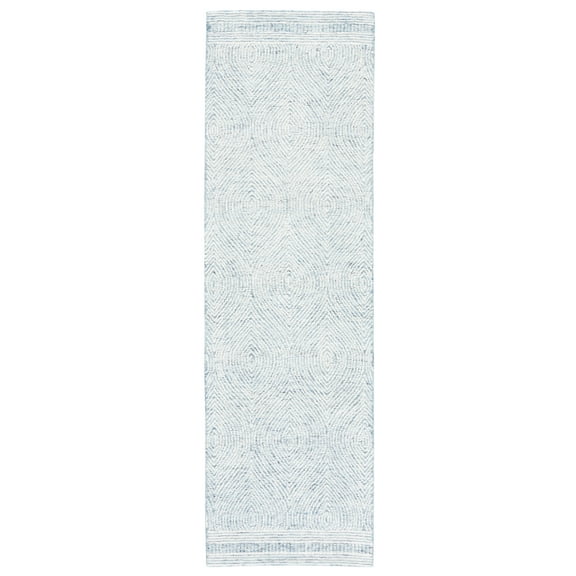 SAFAVIEH Abstract Caelestinus Ogee Wool Runner Rug, Ivory/Blue, 2'3" x 6'