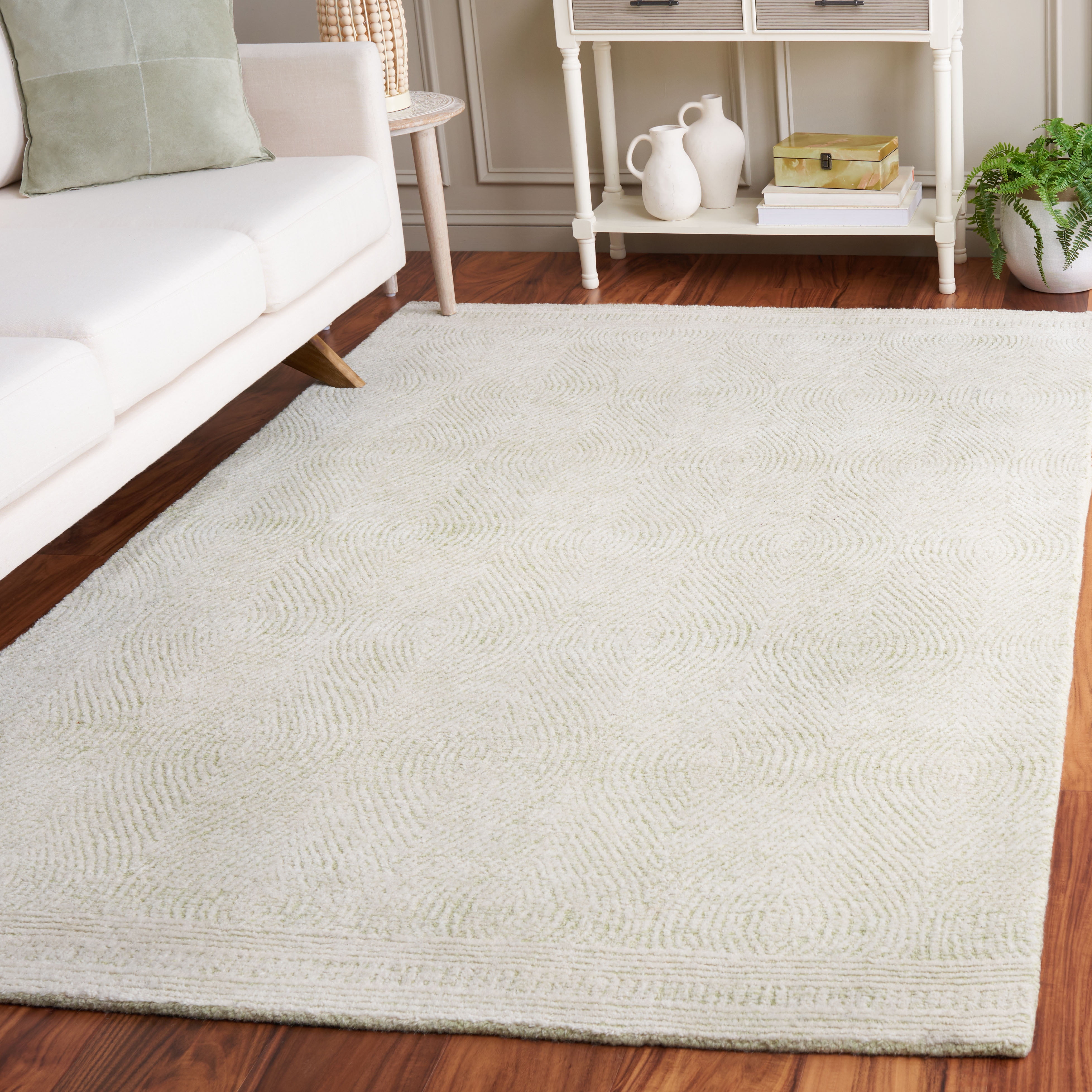 SAFAVIEH Abstract Caelestinus Ogee Wool Area Rug, Green/Ivory, 6' x 6' Square