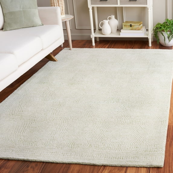 SAFAVIEH Abstract Caelestinus Ogee Wool Area Rug, Green/Ivory, 6' x 6' Square