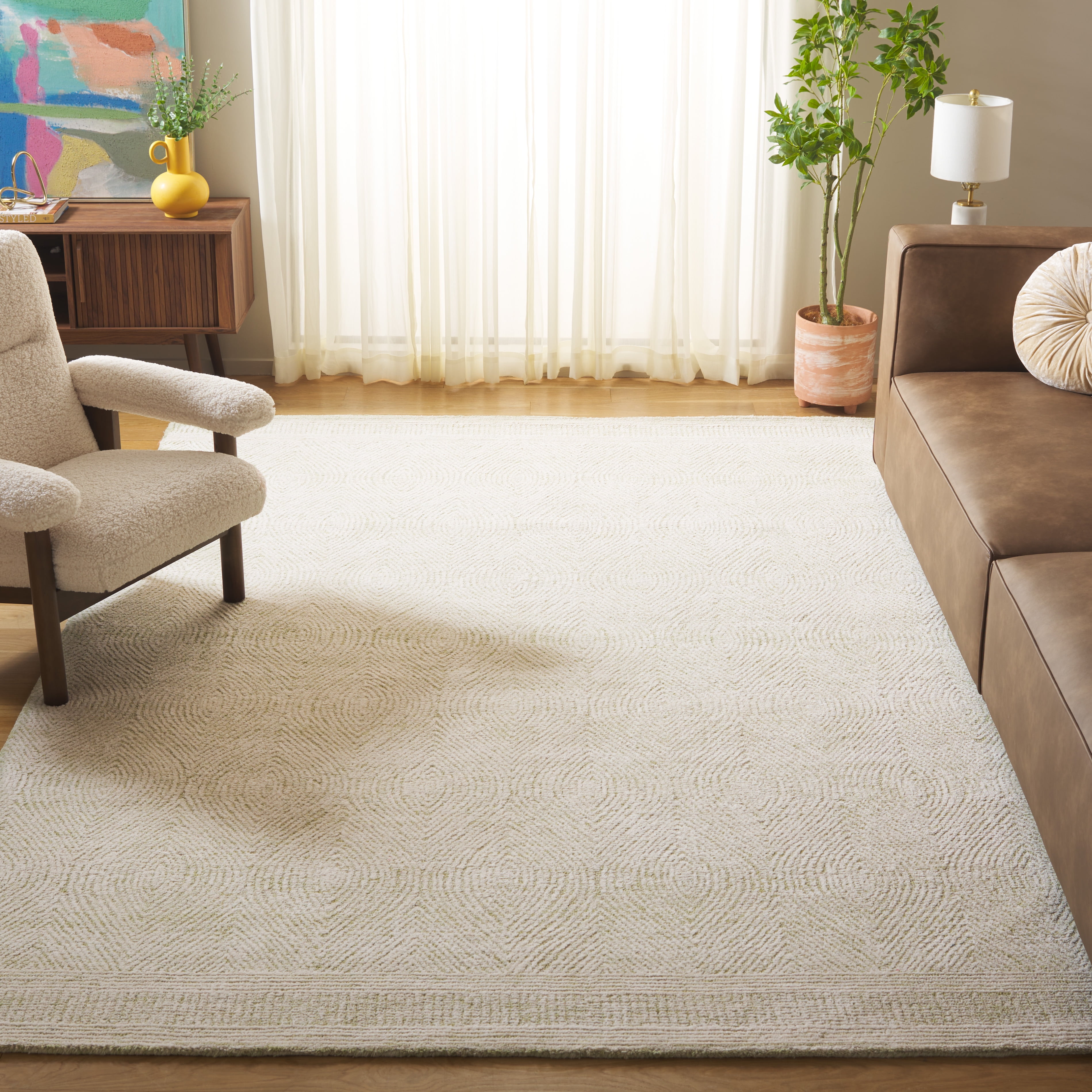SAFAVIEH Abstract Caelestinus Ogee Wool Area Rug, Green/Ivory, 9' x 12'