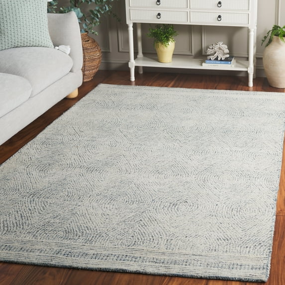 SAFAVIEH Abstract Caelestinus Ogee Wool Area Rug, Ivory/Blue, 4' x 6'
