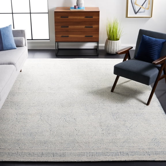 SAFAVIEH Abstract Caelestinus Ogee Wool Area Rug, Ivory/Blue, 9' x 12'
